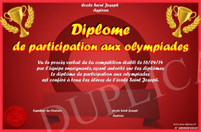 diplome olympiade